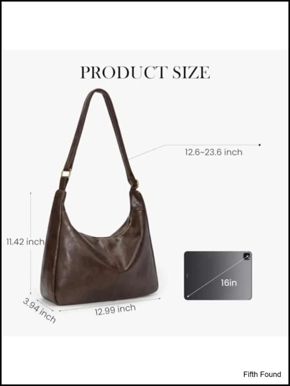 PU Leather Slouchy Hobo Shoulder Bag Adjustable Strap